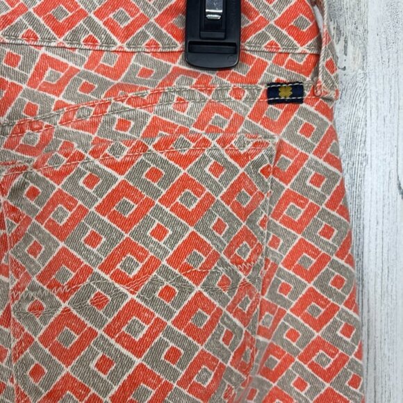 Lucky Brand Charlie Capri pant 6 orange diamond print geometric funky stretch - Picture 8 of 8